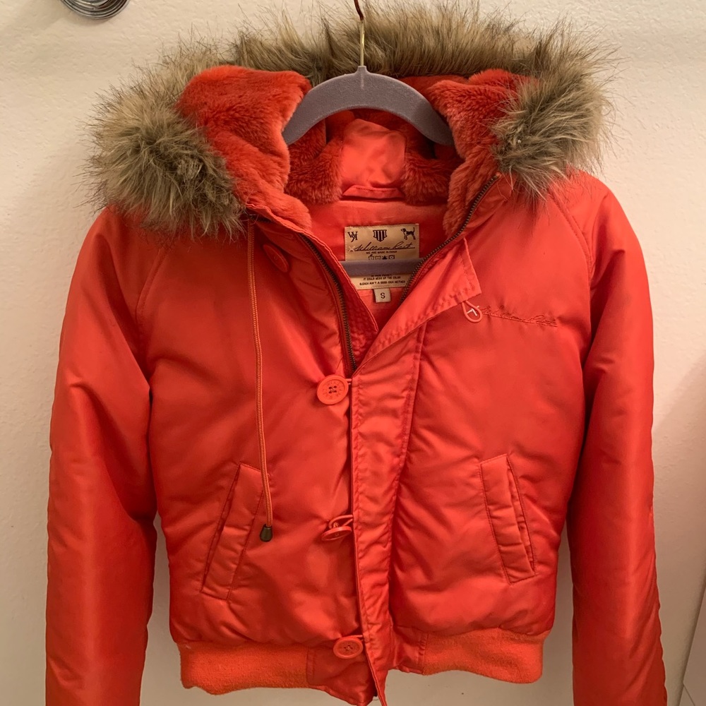 William Rast Orange Puffer Jacket